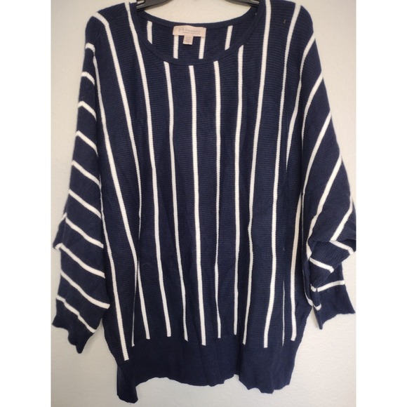 Philosophy SWEATER 2X  Black Blue White Striped Career Comfort Light Designer - Picture 1 of 4
